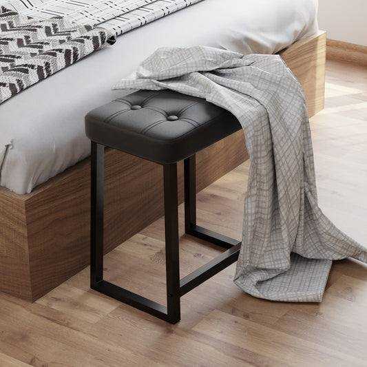 Teamix Vanity Stool Chair, 19" Makeup Stool with Footrest, 500 lb Capacity