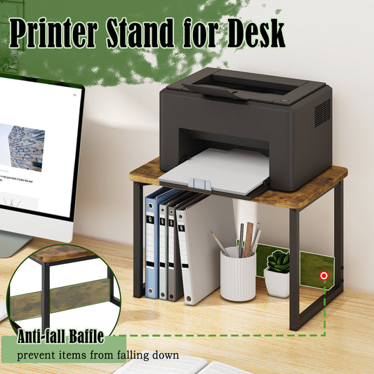 Teamix 2-Tier Printer Stand for Desk with Storage Shelf, 100 lb Capacity