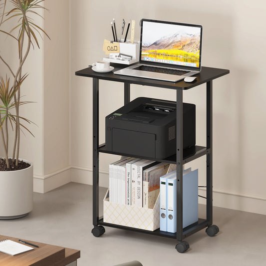 Teamix Rolling Printer Stand, 3-Tier 22" Mobile Printer Cart with Adjustable Shelf