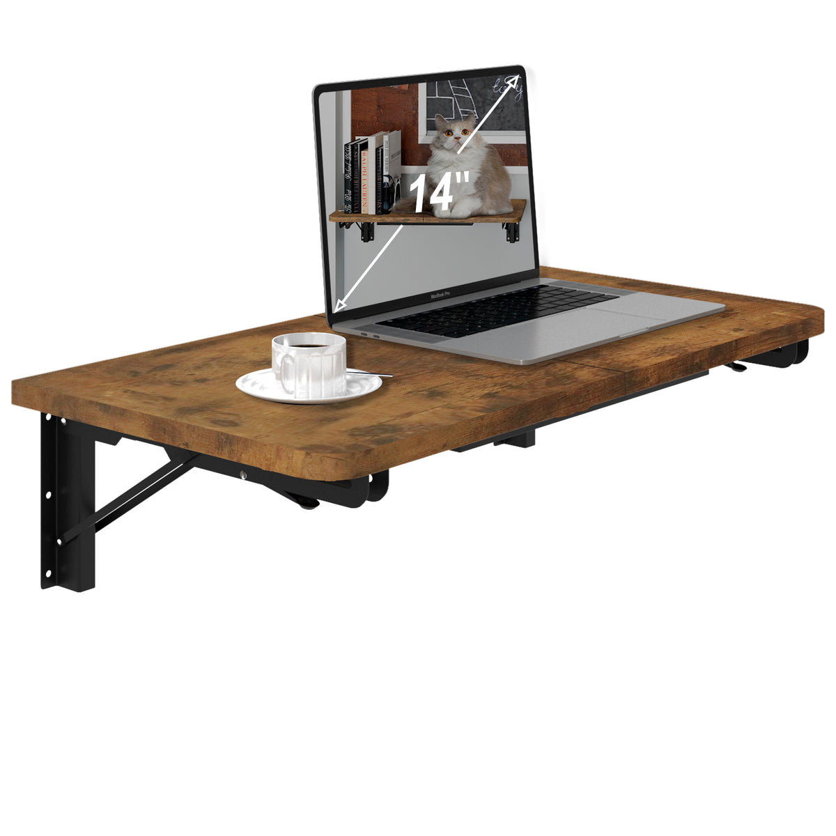 Wall Mounted Folding Table, Floating Desk for Small Spaces