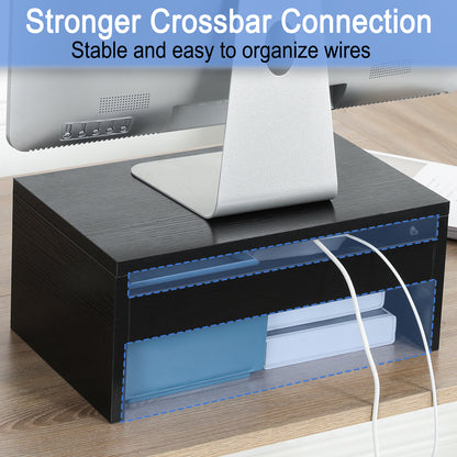 Teamix Monitor Stand Riser with Storage, 6.7" Tall Wood Desk Organizer