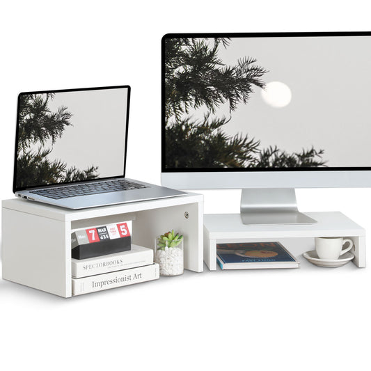 Teamix 2-Pack Monitor Stand Risers for Dual Organizer, 80 lb Capacity
