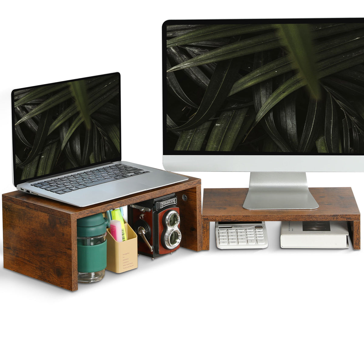 Teamix 2-Pack Monitor Stand Risers for Dual Organizer, 80 lb Capacity
