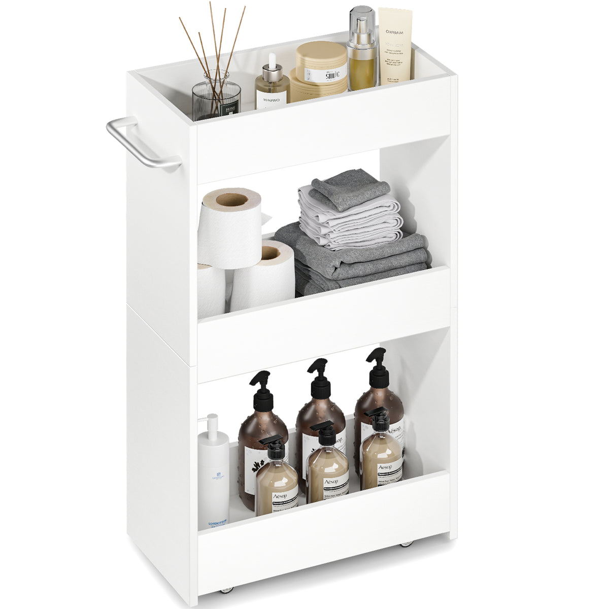 Teamix 3-Tier Slim Rolling Storage Cart, 7.9" Narrow Laundry Kitchen Organizer