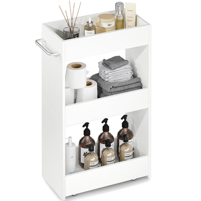 Teamix 3-Tier Slim Rolling Storage Cart, 7.9" Narrow Laundry Kitchen Organizer