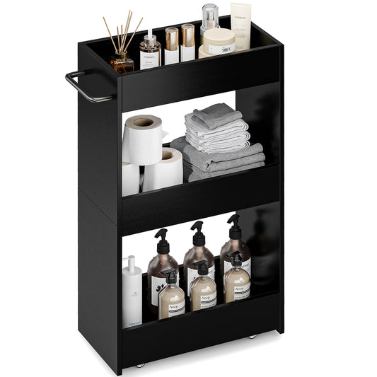 Teamix 3-Tier Slim Rolling Storage Cart, 7.9" Narrow Laundry Kitchen Organizer