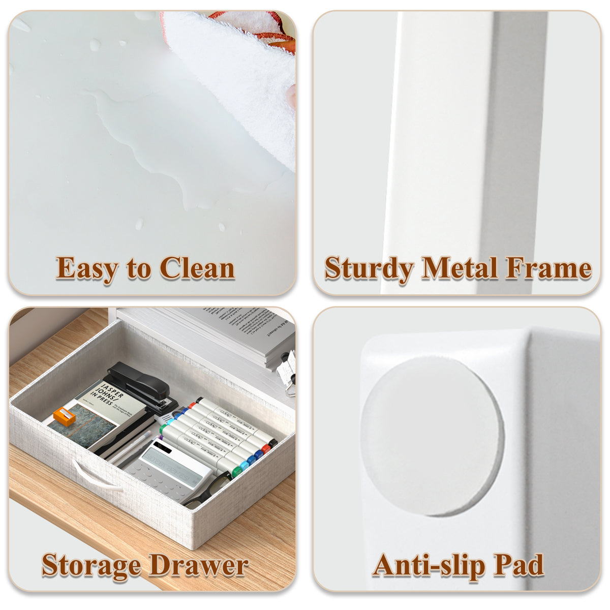 Teamix Printer Stand with Drawer, 2-Tier Desktop Printer Riser with Storage
