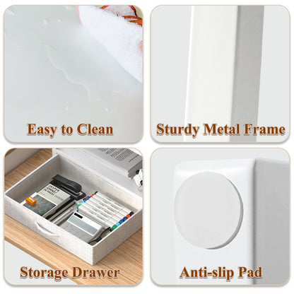 Teamix Printer Stand with Drawer, 2-Tier Desktop Printer Riser with Storage