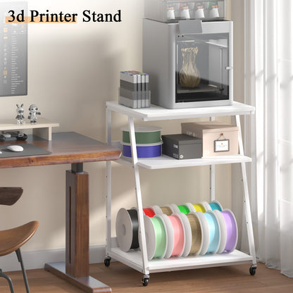Teamix Rolling Printer Stand, 3-Tier Printer Cart with Adjustable Shelf