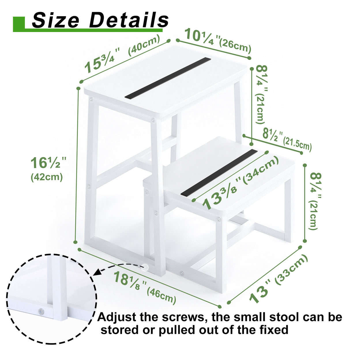 Teamix 2 Step Stool for Adults, 500 lb Heavy Duty Wooden Bedside Step Stool