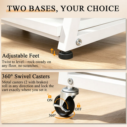 Teamix Rolling Printer Stand, 3-Tier Printer Cart with Adjustable Shelf
