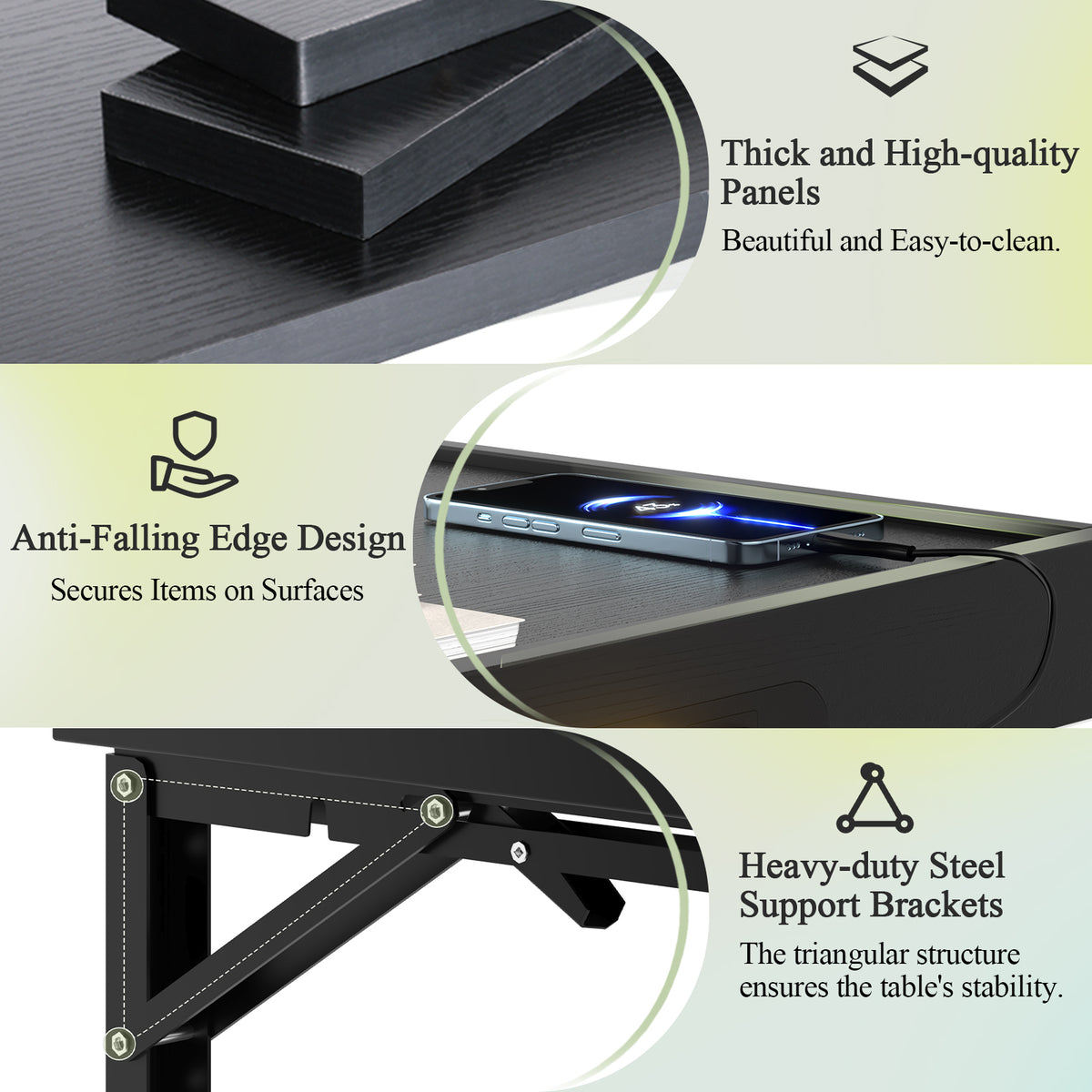 Teamix Wall Mounted Nightstand with USB-C & LED Light