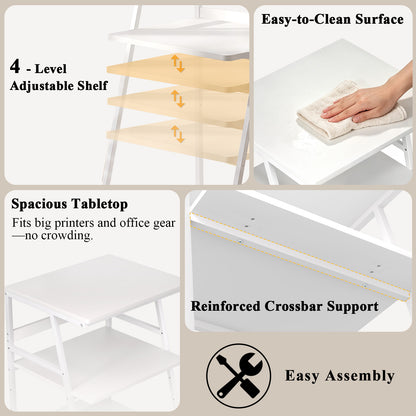 Teamix Rolling Printer Stand, 3-Tier Printer Cart with Adjustable Shelf