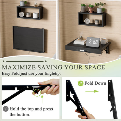 Teamix Wall Mounted Nightstand with USB-C & LED Light