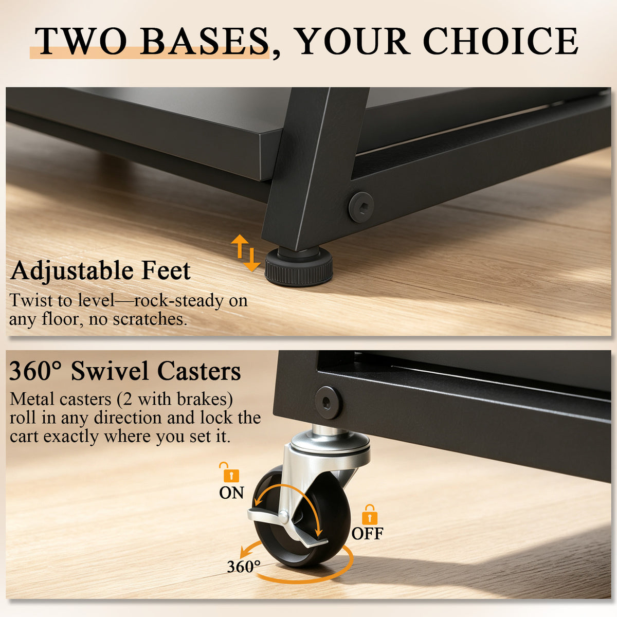 Teamix Rolling Printer Stand, 3-Tier Printer Cart with Adjustable Shelf