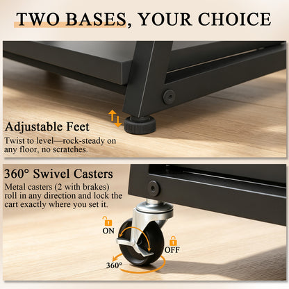 Teamix Rolling Printer Stand, 3-Tier Printer Cart with Adjustable Shelf