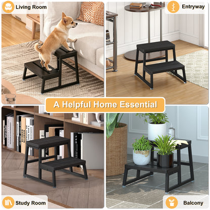 Teamix 2-Step Stool for Adults, 500 lb Heavy-Duty Wood Step Stool.