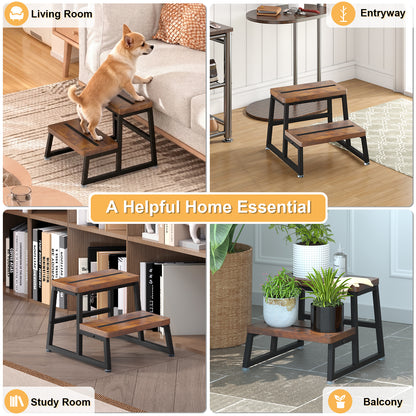 Teamix 2-Step Stool for Adults, 500 lb Heavy-Duty Wood Step Stool.