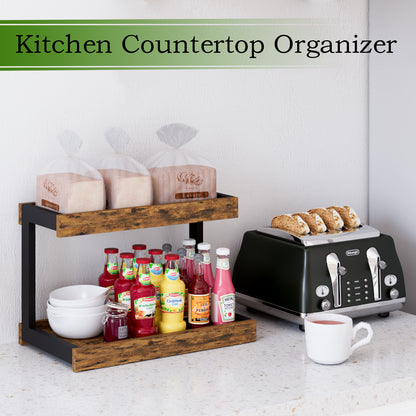 Teamix Counter Shelf Organizer, 15.75 × 8.86 × 10.8 in Spice Rack & Coffee Station Shelf