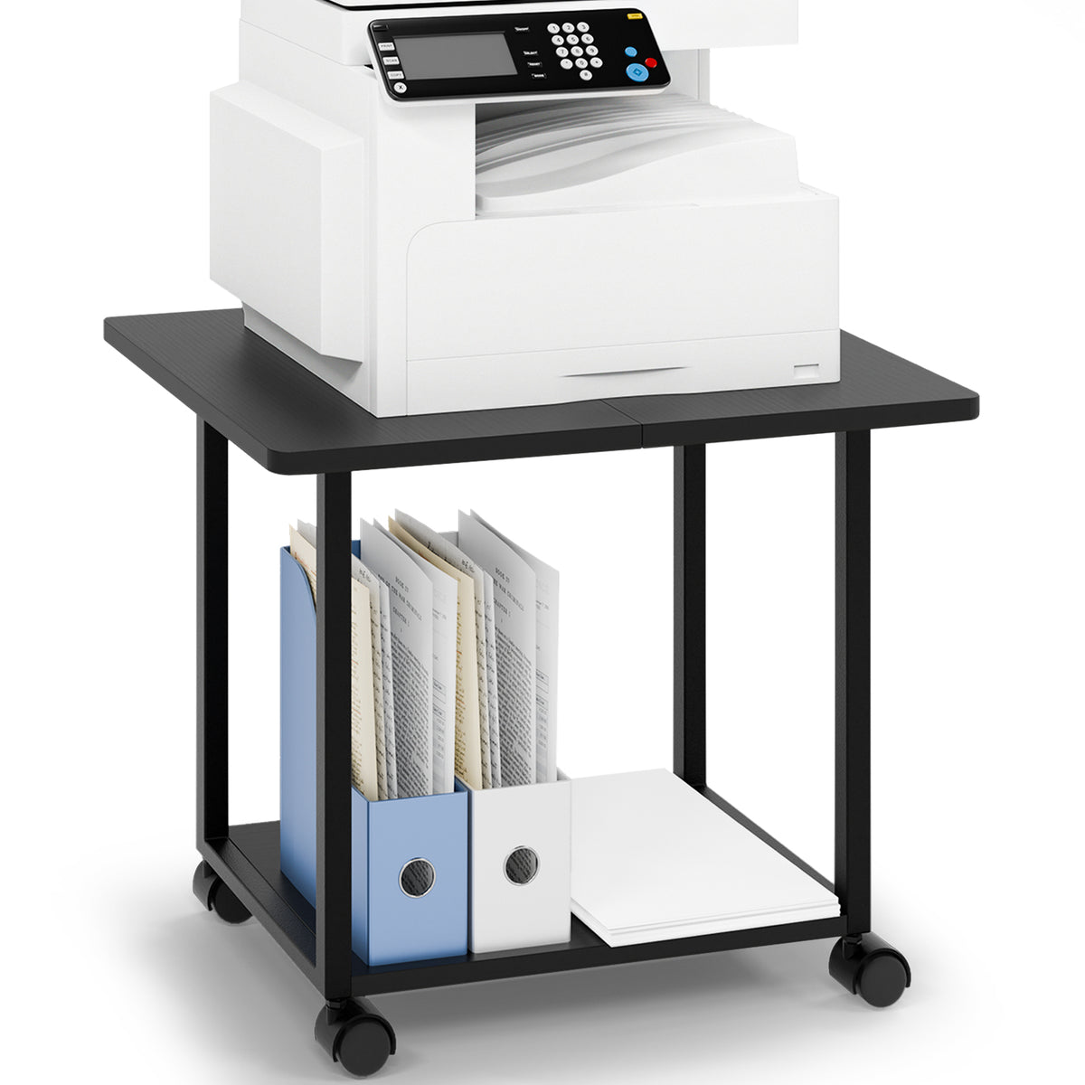 Teamix Rolling Printer Stand, 22" Under Desk Printer Cart with Storage