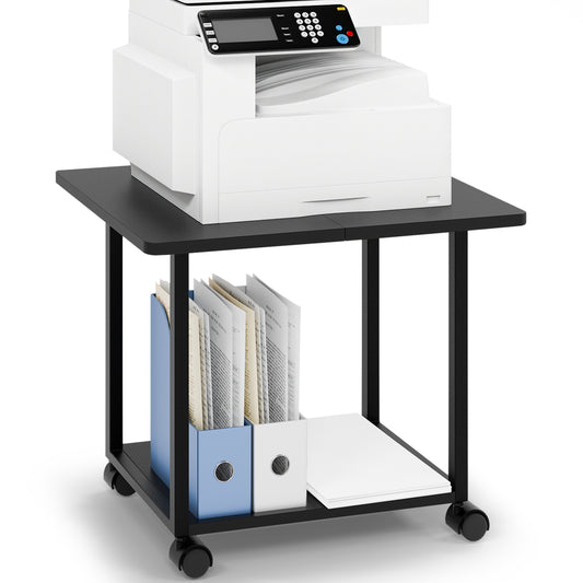 Teamix Rolling Printer Stand, 22" Under Desk Printer Cart with Storage