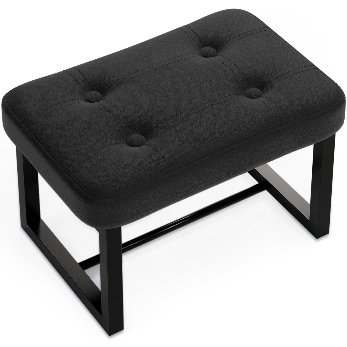Teamix Small Ottoman Foot Stool, 500 lb Faux Leather Under Desk Footrest