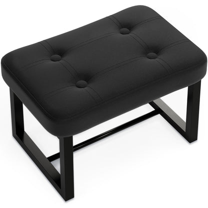 Teamix Small Ottoman Foot Stool, 500 lb Faux Leather Under Desk Footrest