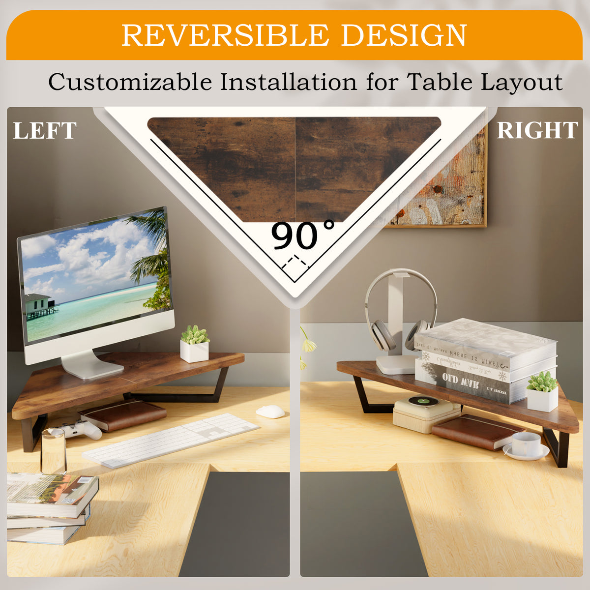 Teamix 26" Corner Monitor Stand Riser for L-Shaped Desks