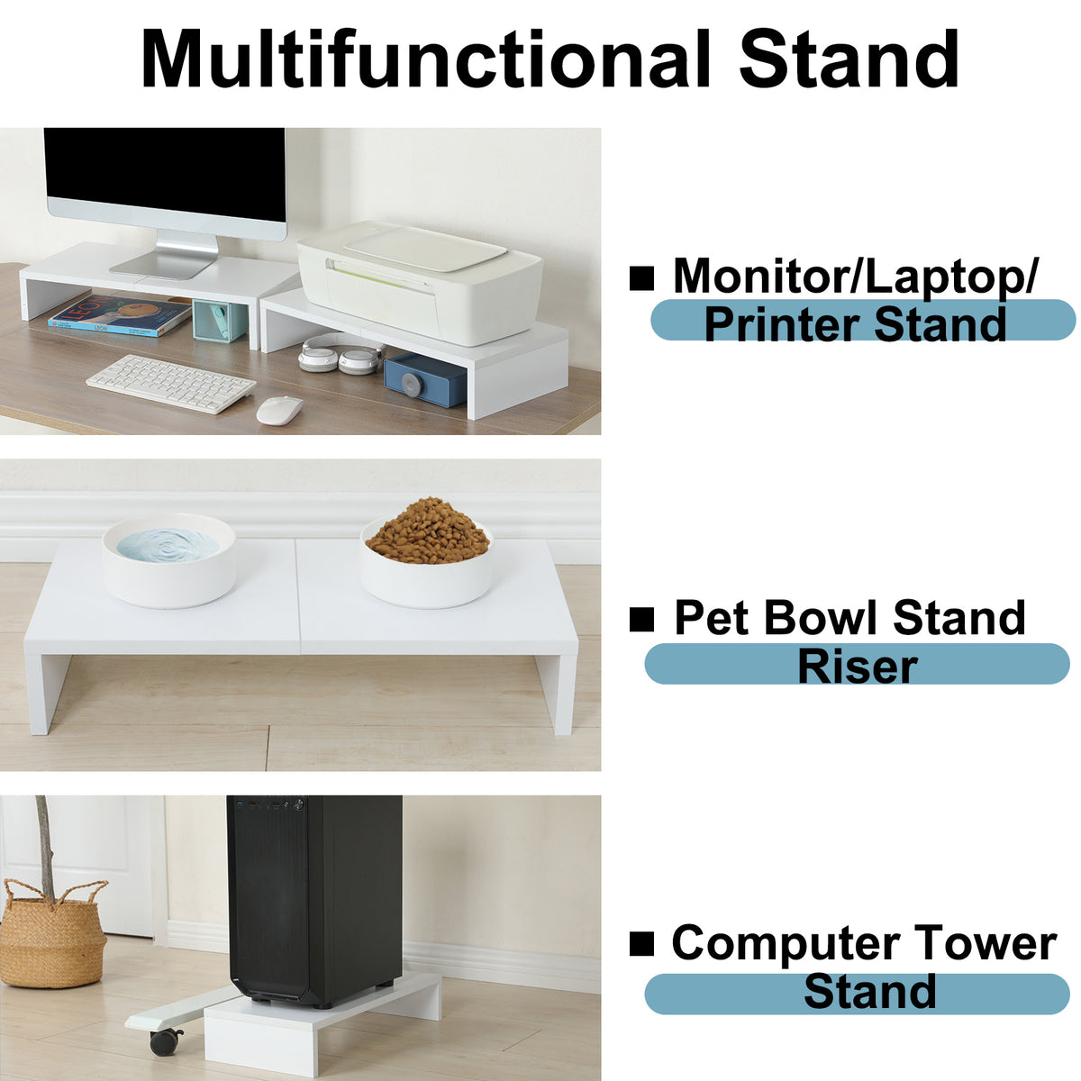 Teamix 2-Pack 20" Monitor Stand Risers with Keyboard Storage