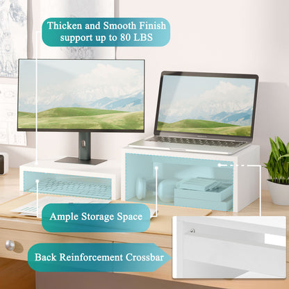 Teamix 2-Pack Monitor Stand Risers for Dual Organizer, 80 lb Capacity