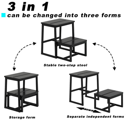 Teamix 2 Step Stool for Adults, 500 lb Heavy Duty Wooden Bedside Step Stool