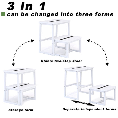 Teamix 2 Step Stool for Adults, 500 lb Heavy Duty Wooden Bedside Step Stool