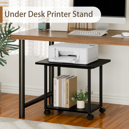 Teamix Rolling Printer Stand, 22" Under Desk Printer Cart with Storage