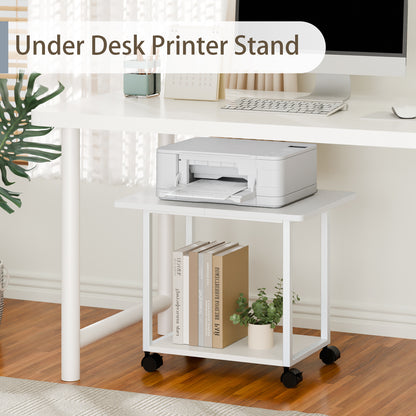 Teamix Rolling Printer Stand, 22" Under Desk Printer Cart with Storage