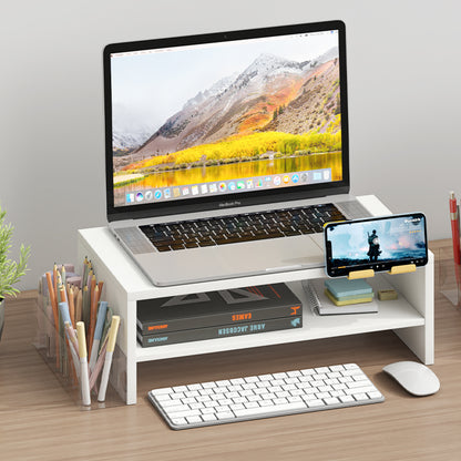 Teamix 16.1" 2-Tier Monitor Stand Riser with Phone Stand & Pen Holder