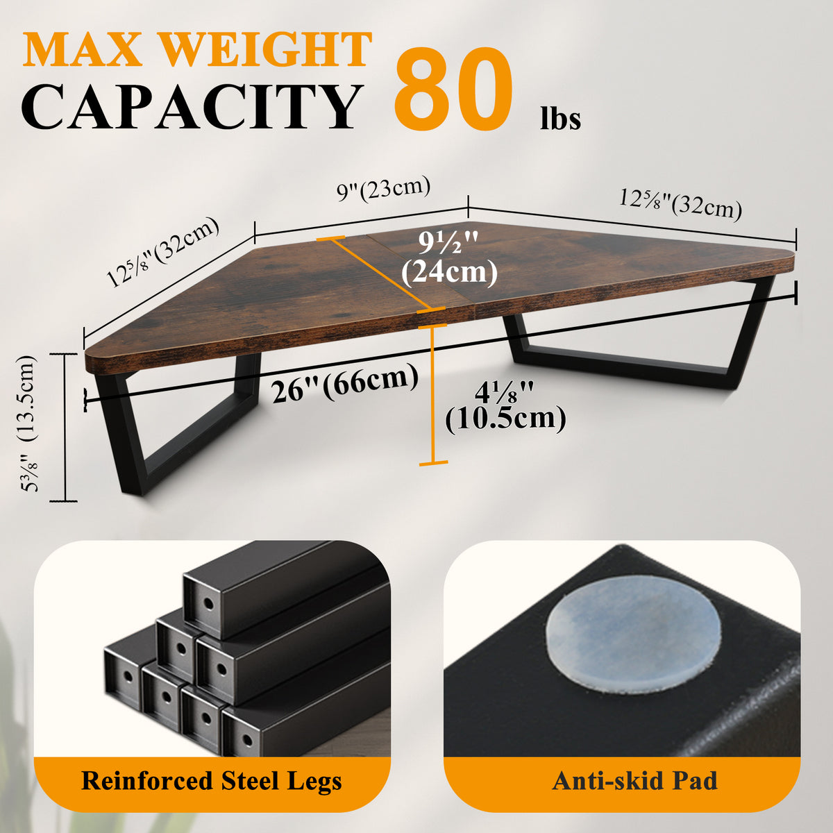 Teamix 26" Corner Monitor Stand Riser for L-Shaped Desks