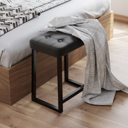 Teamix Vanity Stool Chair, 19" Makeup Stool with Footrest, 500 lb Capacity