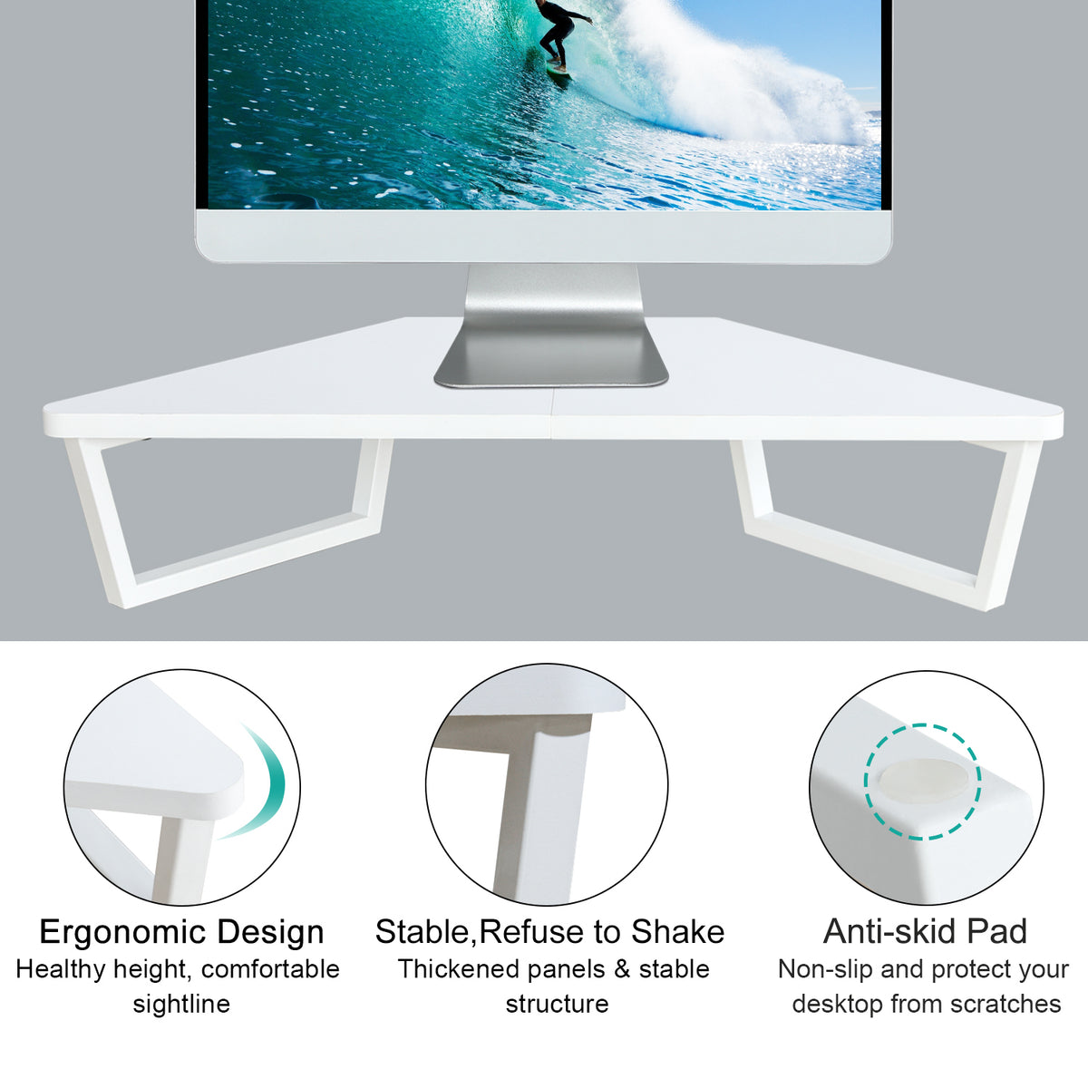 Teamix 26" Corner Monitor Stand Riser for L-Shaped Desks