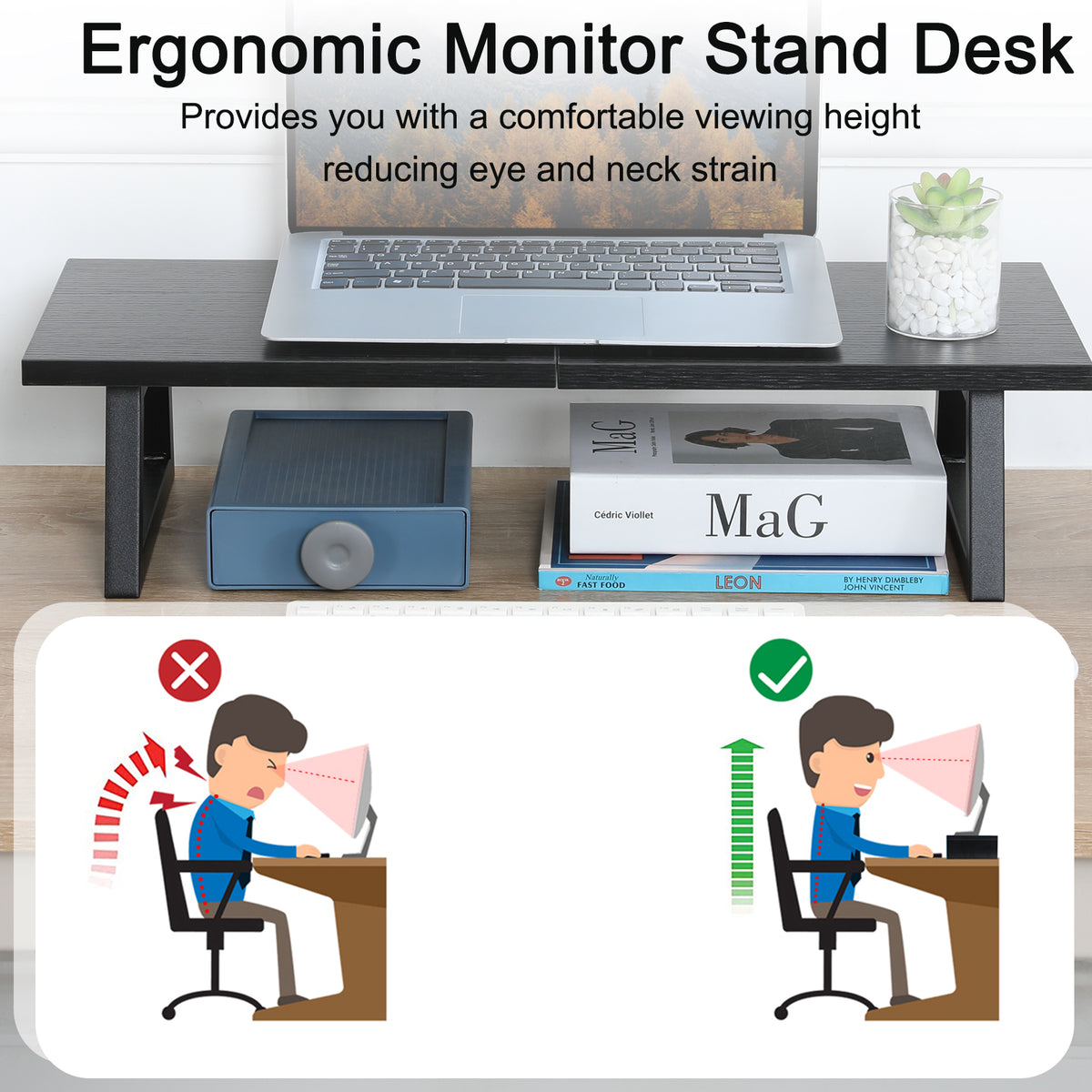 Teamix Monitor Riser Stand  24" with Keyboard Storage