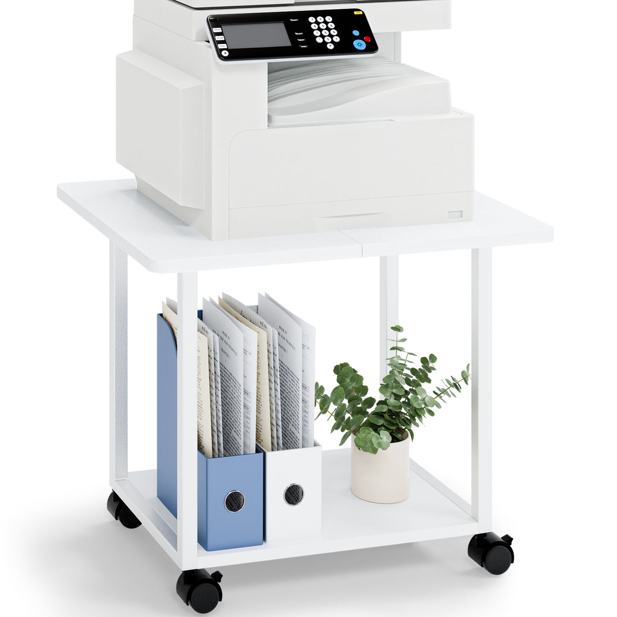 Teamix Rolling Printer Stand, 22" Under Desk Printer Cart with Storage