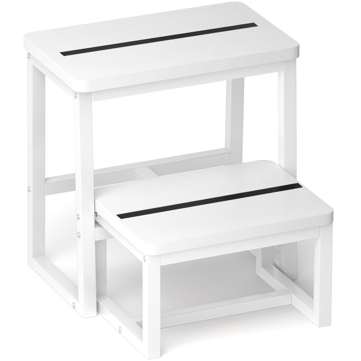 Teamix 2 Step Stool for Adults, 500 lb Heavy Duty Wooden Bedside Step Stool