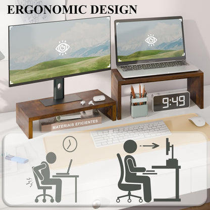 Teamix 2-Pack Monitor Stand Risers for Dual Organizer, 80 lb Capacity