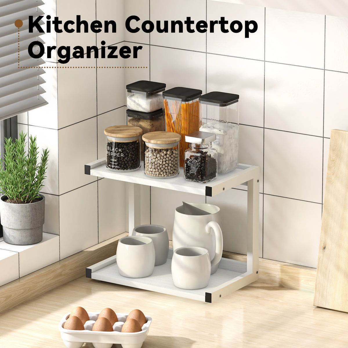 Teamix Spice Rack Kitchen Counter Shelf Organizer, 12.6 × 7.7 × 10.6 in Coffee Station
