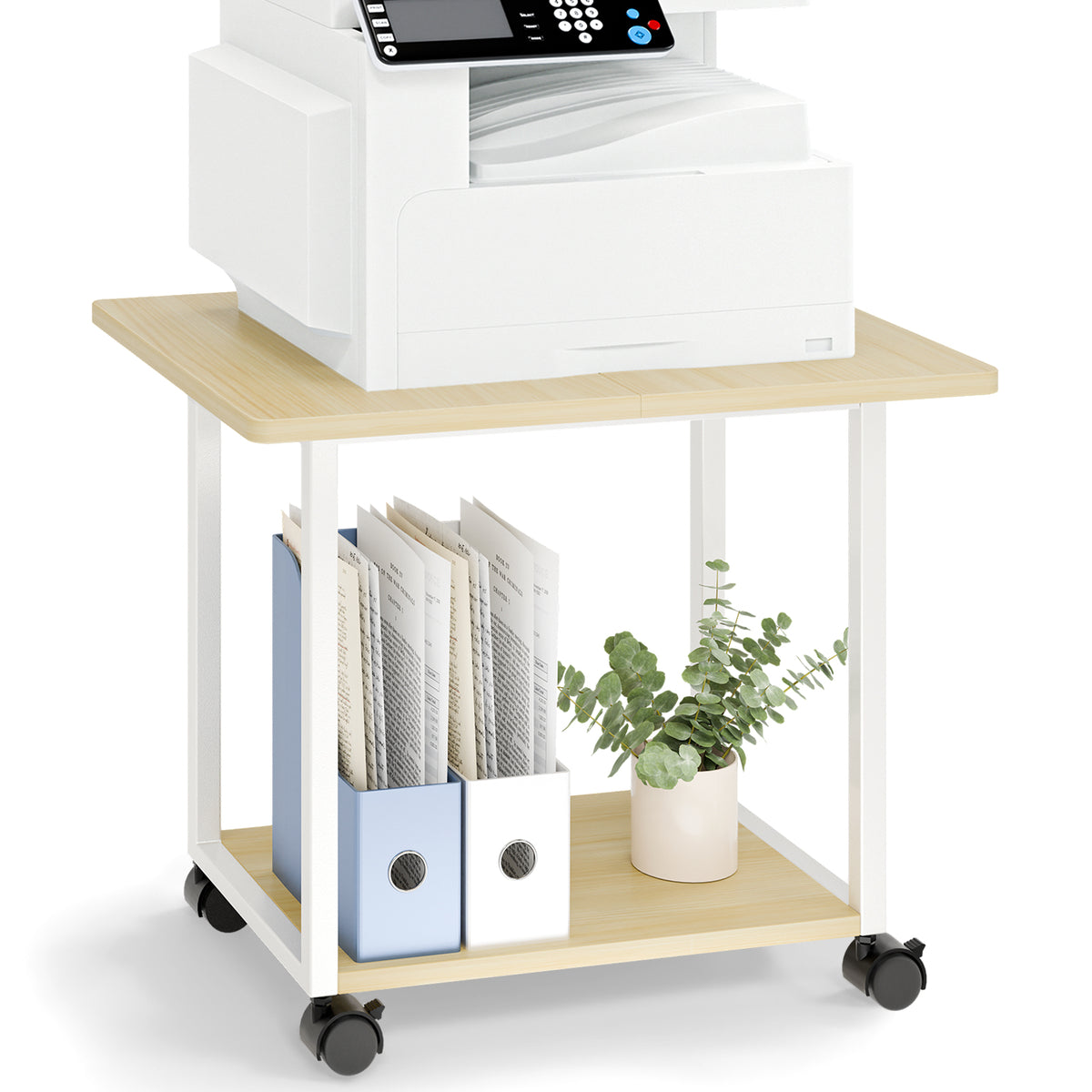Teamix Rolling Printer Stand, 22" Under Desk Printer Cart with Storage