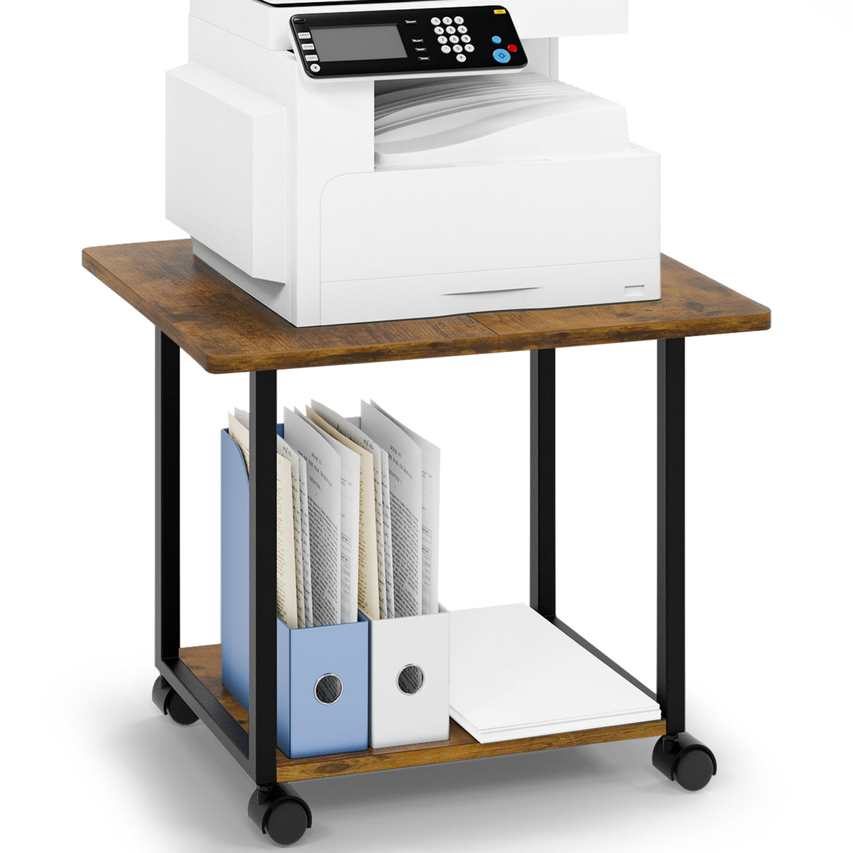 Teamix Rolling Printer Stand, 22" Under Desk Printer Cart with Storage