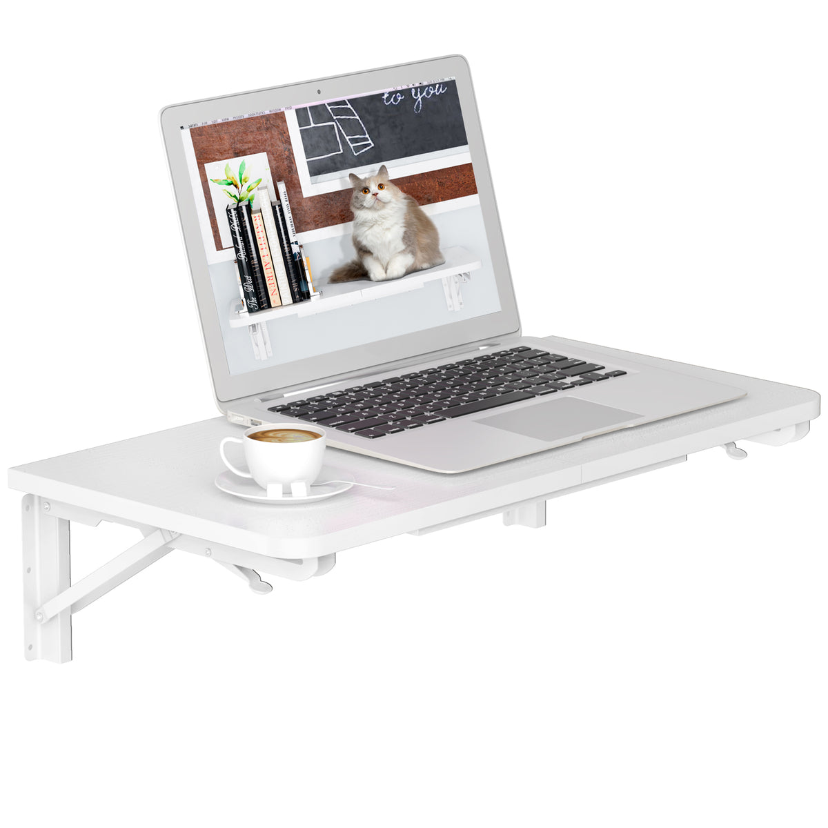 Wall Mounted Folding Table, Floating Desk for Small Spaces