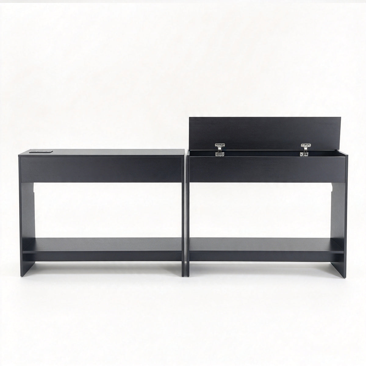 TEAMIX 78.8-inch Wood Sofa Table 2-Pack with Built-in Power (Black, 78.8" W x 7.9" D x 29.5" H (Combined))