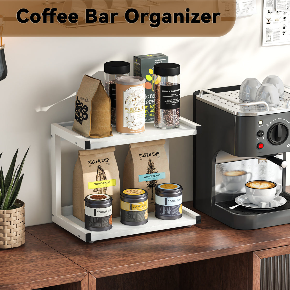 Teamix Spice Rack Kitchen Counter Shelf Organizer, 12.6 × 7.7 × 10.6 in Coffee Station