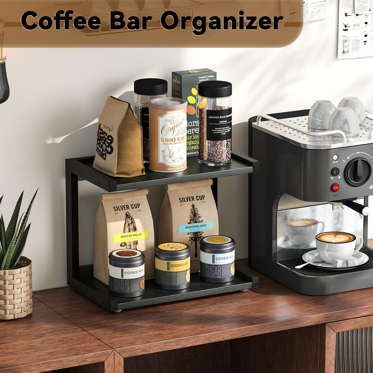 Teamix Spice Rack Kitchen Counter Shelf Organizer, 12.6 × 7.7 × 10.6 in Coffee Station