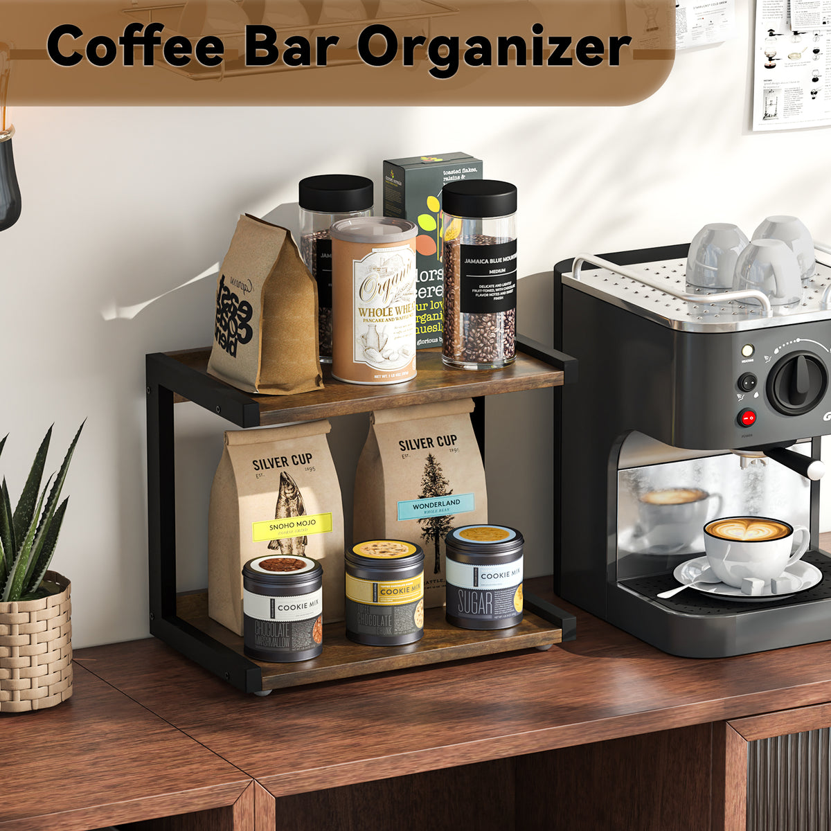 Teamix Spice Rack Kitchen Counter Shelf Organizer, 12.6 × 7.7 × 10.6 in Coffee Station